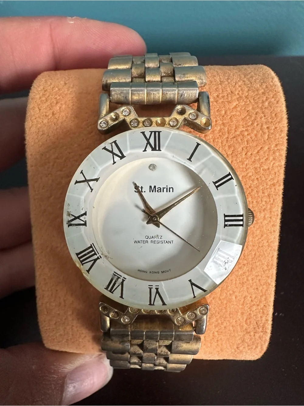 St. Marin Gold-Tone Roman Numeral Bracelet Watch - White Dial